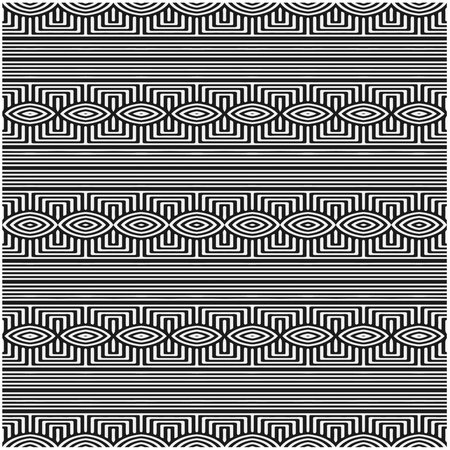 Vector geometric seamless pattern. Ornamental background with abstract shapes. Black and white texture. Abstract background. Repeat design for decor, fabric, cloth.Abstraction art.のイラスト素材