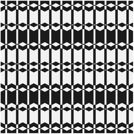 Vector geometric seamless pattern. Ornamental background with abstract shapes. Black and white texture. Abstract background. Repeat design for decor, fabric, cloth.Abstraction art.のイラスト素材