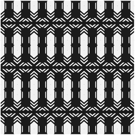 Vector geometric seamless pattern. Ornamental background with abstract shapes. Black and white...