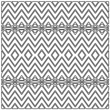 Stylish texture with figures from lines.Abstract geometric black and white pattern for web page, textures, card, poster, fabric, textile. Monochrome graphic repeating design.のイラスト素材
