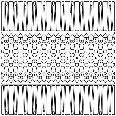 Stylish texture with figures from lines.Abstract geometric black and white pattern for web page, textures, card, poster, fabric, textile. Monochrome graphic repeating design.のイラスト素材