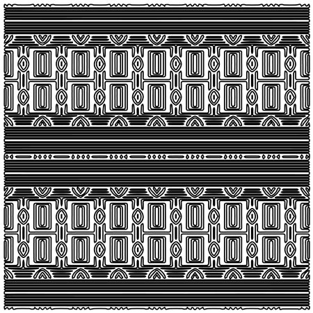 Stylish texture with figures from lines.Abstract geometric black and white pattern for web page, textures, card, poster, fabric, textile. Monochrome graphic repeating design.のイラスト素材