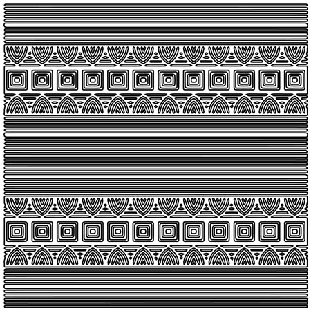 Stylish texture with figures from lines.Abstract geometric black and white pattern for web page, textures, card, poster, fabric, textile. Monochrome graphic repeating design.のイラスト素材