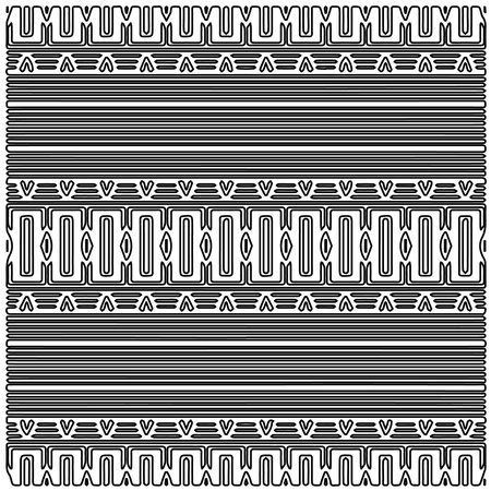 Stylish texture with figures from lines.Abstract geometric black and white pattern for web page, textures, card, poster, fabric, textile. Monochrome graphic repeating design.のイラスト素材