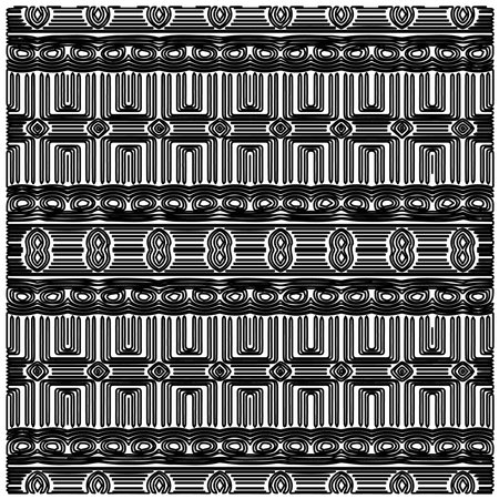 Stylish texture with figures from lines.Abstract geometric black and white pattern for web page, textures, card, poster, fabric, textile. Monochrome graphic repeating design.のイラスト素材
