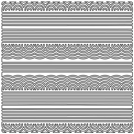 Stylish texture with figures from lines.Abstract geometric black and white pattern for web page, textures, card, poster, fabric, textile. Monochrome graphic repeating design.のイラスト素材