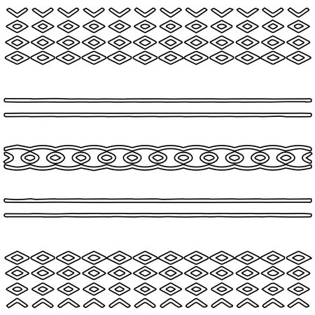 Stylish texture with figures from lines.Abstract geometric black and white pattern for web page, textures, card, poster, fabric, textile. Monochrome graphic repeating design.のイラスト素材