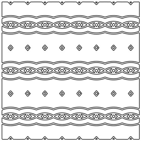 Stylish texture with figures from lines.Abstract geometric black and white pattern for web page, textures, card, poster, fabric, textile. Monochrome graphic repeating design.のイラスト素材