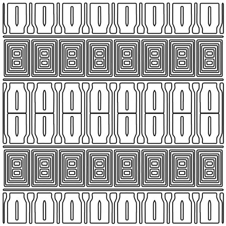 Stylish texture with figures from lines.Abstract geometric black and white pattern for web page, textures, card, poster, fabric, textile. Monochrome graphic repeating design.のイラスト素材