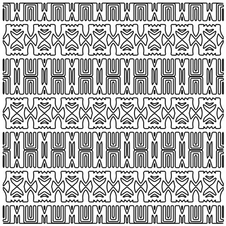 Stylish texture with figures from lines.Abstract geometric black and white pattern for web page, textures, card, poster, fabric, textile. Monochrome graphic repeating design.のイラスト素材