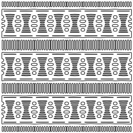 Stylish texture with figures from lines.Abstract geometric black and white pattern for web page, textures, card, poster, fabric, textile. Monochrome graphic repeating design.のイラスト素材