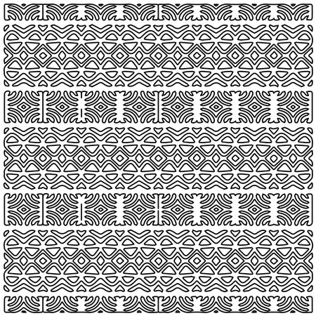 Stylish texture with figures from lines.Abstract geometric black and white pattern for web page, textures, card, poster, fabric, textile. Monochrome graphic repeating design.のイラスト素材