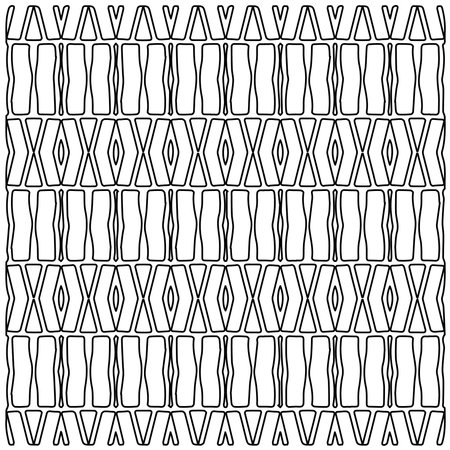 Stylish texture with figures from lines.Abstract geometric black and white pattern for web page, textures, card, poster, fabric, textile. Monochrome graphic repeating design.のイラスト素材