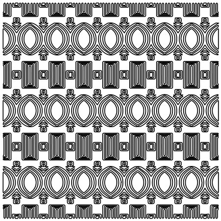 Stylish texture with figures from lines.Abstract geometric black and white pattern for web page, textures, card, poster, fabric, textile. Monochrome graphic repeating design.のイラスト素材