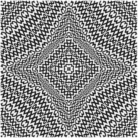 Vector geometric seamless pattern. Minimal ornamental background with abstract shapes. Black and white texture. Simple abstract background. Dark repeat design for decor, fabric, cloth.のイラスト素材