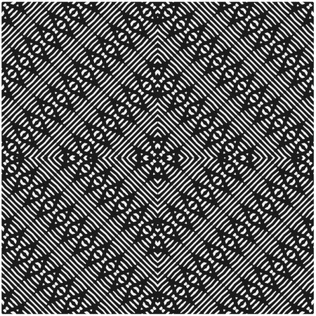Vector geometric seamless pattern. Minimal ornamental background with abstract shapes. Black and white texture. Simple abstract background. Dark repeat design for decor, fabric, cloth.のイラスト素材