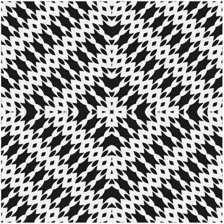 Vector geometric seamless pattern. Minimal ornamental background with abstract shapes. Black and white texture. Simple abstract background. Dark repeat design for decor, fabric, cloth.のイラスト素材