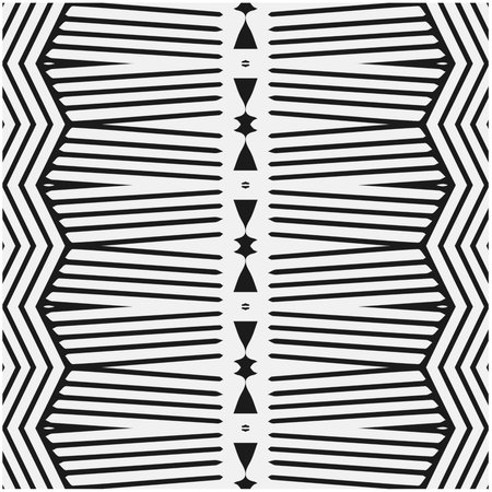 Vector geometric seamless pattern. Minimal ornamental background with abstract shapes. Black and white texture. Simple abstract background. Dark repeat design for decor, fabric, cloth.のイラスト素材