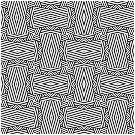 Vector geometric seamless pattern. Minimal ornamental background with abstract shapes. Black and white texture. Simple abstract background. Dark repeat design for decor, fabric, cloth.のイラスト素材