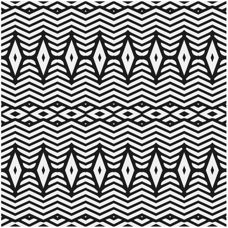 Vector geometric seamless pattern. Minimal ornamental background with abstract shapes. Black and white texture. Simple abstract background. Dark repeat design for decor, fabric, cloth.のイラスト素材