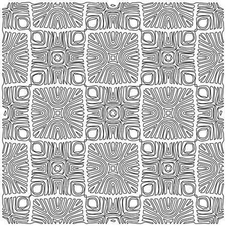 Stylish texture with figures from lines.Abstract geometric black and white pattern for web page, textures, card, poster, fabric, textile. Monochrome graphic repeating design.のイラスト素材