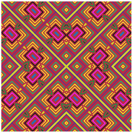 Abstract ethnic rug ornamental seamless pattern.Perfect for fashion, textile design, cute themed fabric, on wall paper, wrapping paper and home decor.Elements of graphic design.のイラスト素材