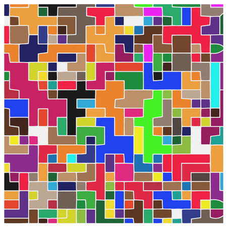 Kids Abstract Multicolor Geometric Pixelated Mosaic Pattern with Square Fragments, Puzzle Random Pixels, Repeatble Low Resolution Effect, 80s Retro Texture, Cube Fashion, Child Construction Backgroundのイラスト素材