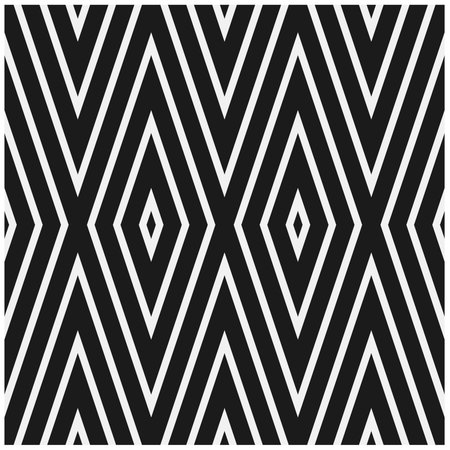 Dark background with abstract shapes. Black and white texture. Seamless monochrome repeating pattern for web page, textures, card, poster, fabric, textile.のイラスト素材