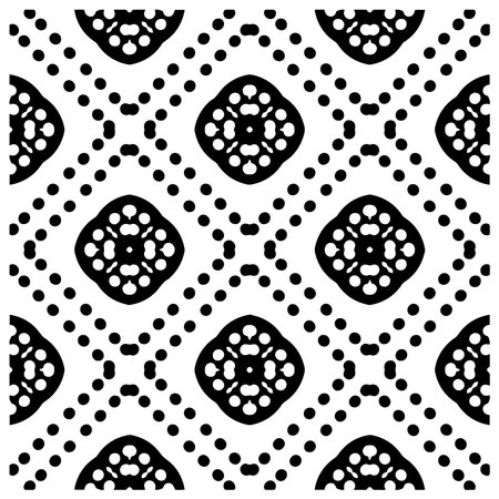 Vector monochrome pattern, Abstract texture for fabric print, card, table cloth, furniture, banner, cover, invitation, decoration, wrapping.seamless repeating pattern.Black and white color.のイラスト素材
