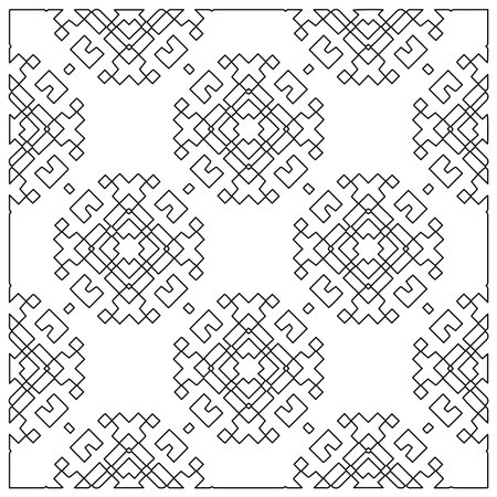 Stylish texture with figures from lines.Abstract geometric black and white pattern for web page, textures, card, poster, fabric, textile. Monochrome graphic repeating design.のイラスト素材