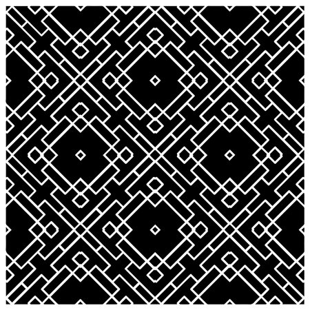 Vector monochrome pattern, Abstract texture for fabric print, card, table cloth, furniture, banner, cover, invitation, decoration, wrapping.seamless repeating pattern.Black and white color.のイラスト素材