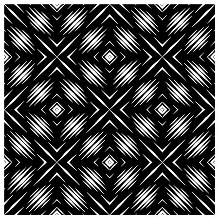 Grunge background with abstract shapes. Black and white texture. Seamless monochrome repeating pattern for decor, fabric, cloth.のイラスト素材