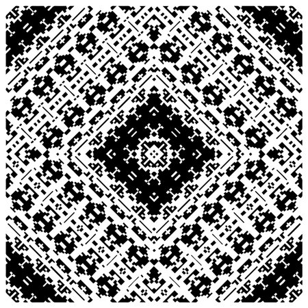 Grunge background with abstract shapes. Black and white texture. Seamless monochrome repeating pattern for decor, fabric, cloth.のイラスト素材