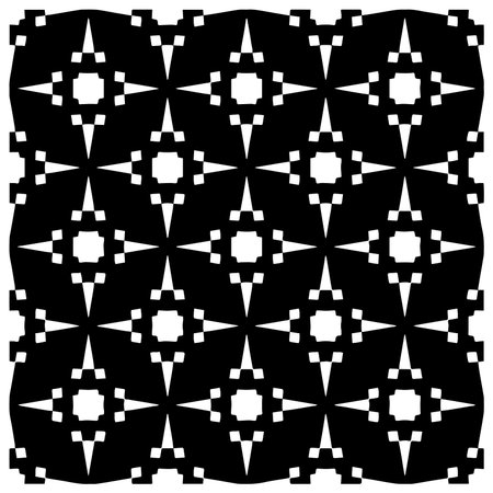 Grunge background with abstract shapes. Black and white texture. Seamless monochrome repeating pattern for decor, fabric, cloth.のイラスト素材