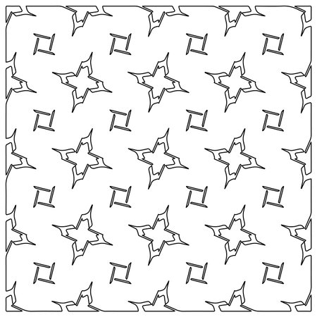 Monochrome ornamental texture with smooth linear shapes, zigzag lines, lace pattern.Abstract geometric black and white pattern for web page, textures, card, poster, fabric, textile.のイラスト素材