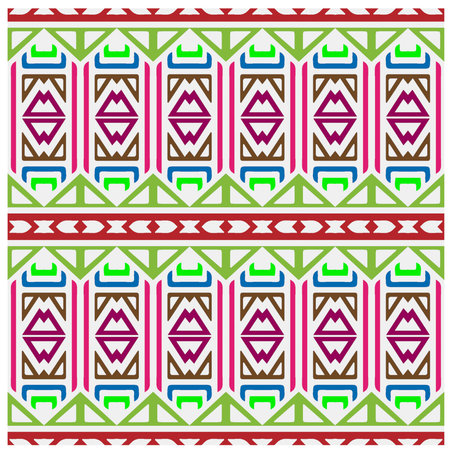 Rainbow ikat vector ~ seamless background.Tribal design for fashion,carpet, background, batik, wallpaper, clothing, wrapping, skirt.のイラスト素材