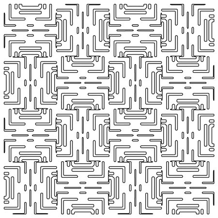 Stylish texture with figures from lines.Abstract geometric black and white pattern for web page, textures, card, poster, fabric, textile. Monochrome graphic repeating design.のイラスト素材