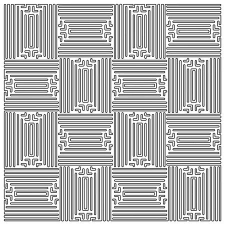 Stylish texture with figures from lines.Abstract geometric black and white pattern for web page, textures, card, poster, fabric, textile. Monochrome graphic repeating design.のイラスト素材