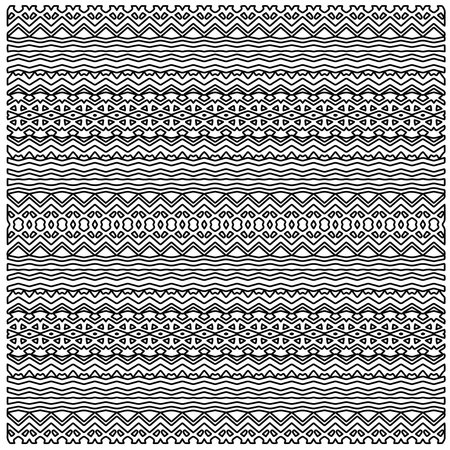 Stylish texture with figures from lines.Abstract geometric black and white pattern for web page, textures, card, poster, fabric, textile. Monochrome graphic repeating design.のイラスト素材