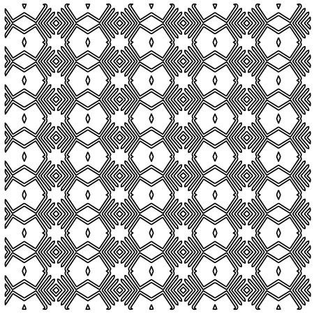 Stylish texture with figures from lines.Abstract geometric black and white pattern for web page, textures, card, poster, fabric, textile. Monochrome graphic repeating design.のイラスト素材