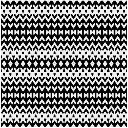 Vector geometric ornament in ethnic style. Seamless pattern with abstract shapes. Black and white geometric wallpaper. Repeating pattern for decor, textile and fabric.Abstraction art.のイラスト素材