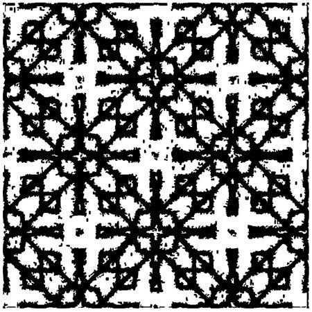 Grunge background with abstract shapes. Black and white texture. Seamless monochrome repeating pattern for decor, fabric, cloth.のイラスト素材