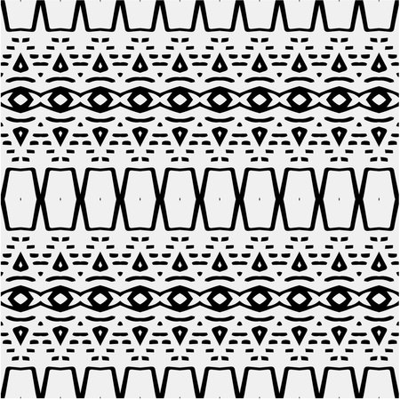 Vector monochrome pattern, Abstract texture for fabric print, card, table cloth, furniture, banner, cover, invitation, decoration, wrapping.seamless repeating pattern.Black and white color.のイラスト素材