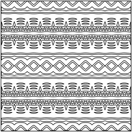 Stylish texture with figures from lines.Abstract geometric black and white pattern for web page, textures, card, poster, fabric, textile. Monochrome graphic repeating design.のイラスト素材