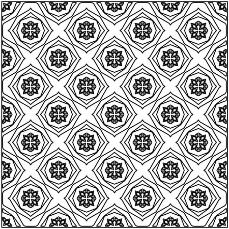 Seamless pattern. Composition from regularly repeating geometrical element. Black and white pattern for web page, textures, card, poster, fabric, textile.のイラスト素材