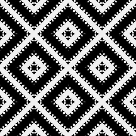 Vector monochrome pattern, Abstract texture for fabric print, card, table cloth, furniture, banner, cover, invitation, decoration, wrapping.seamless repeating pattern. Black and white color.のイラスト素材