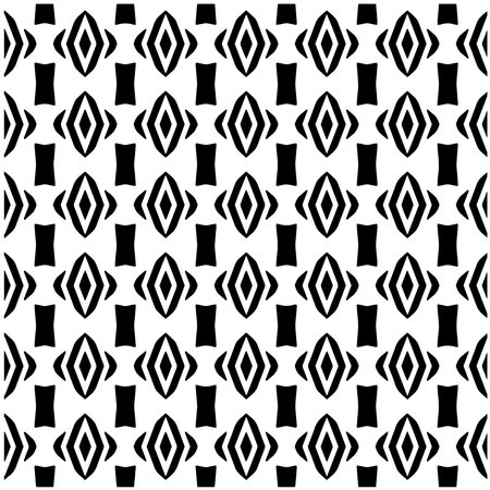 Grunge background with abstract shapes. Black and white texture. Seamless monochrome repeating pattern for decor, fabric, cloth.のイラスト素材