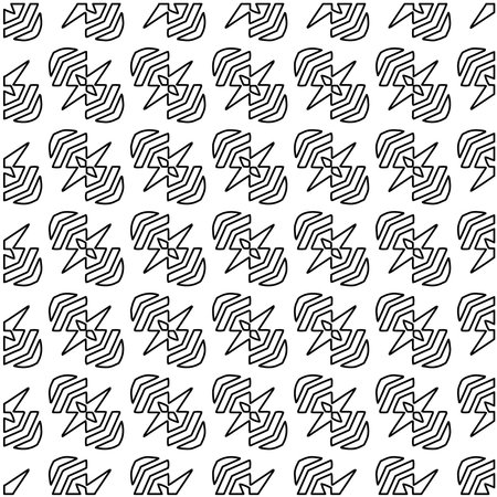 Black And White Abstract Vector Image. Stylish texture with figures from lines for web page, textures, card, poster, fabric, textile. Monochrome graphic repeating design. monochrome pattern.のイラスト素材