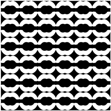 Background with abstract shapes. Black and white texture. Seamless monochrome repeating pattern for decor, fabric, cloth.のイラスト素材