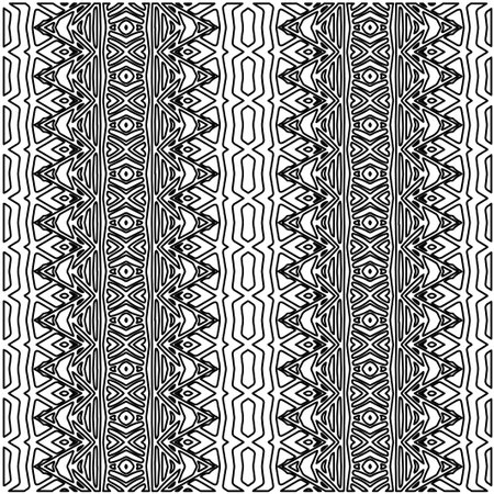 Vector pattern with symmetrical elements . Modern stylish abstract texture. Repeating geometric tiles from striped elements. Black and white pattern.のイラスト素材
